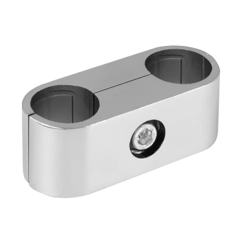 Złącze podwójne równoległe płaskie pełne do drążka Ø25 chrom  TR503-A-CHR